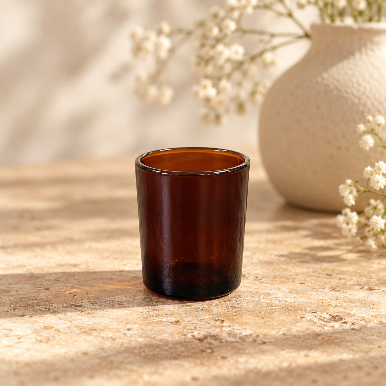 Amber Glass Votive Jar