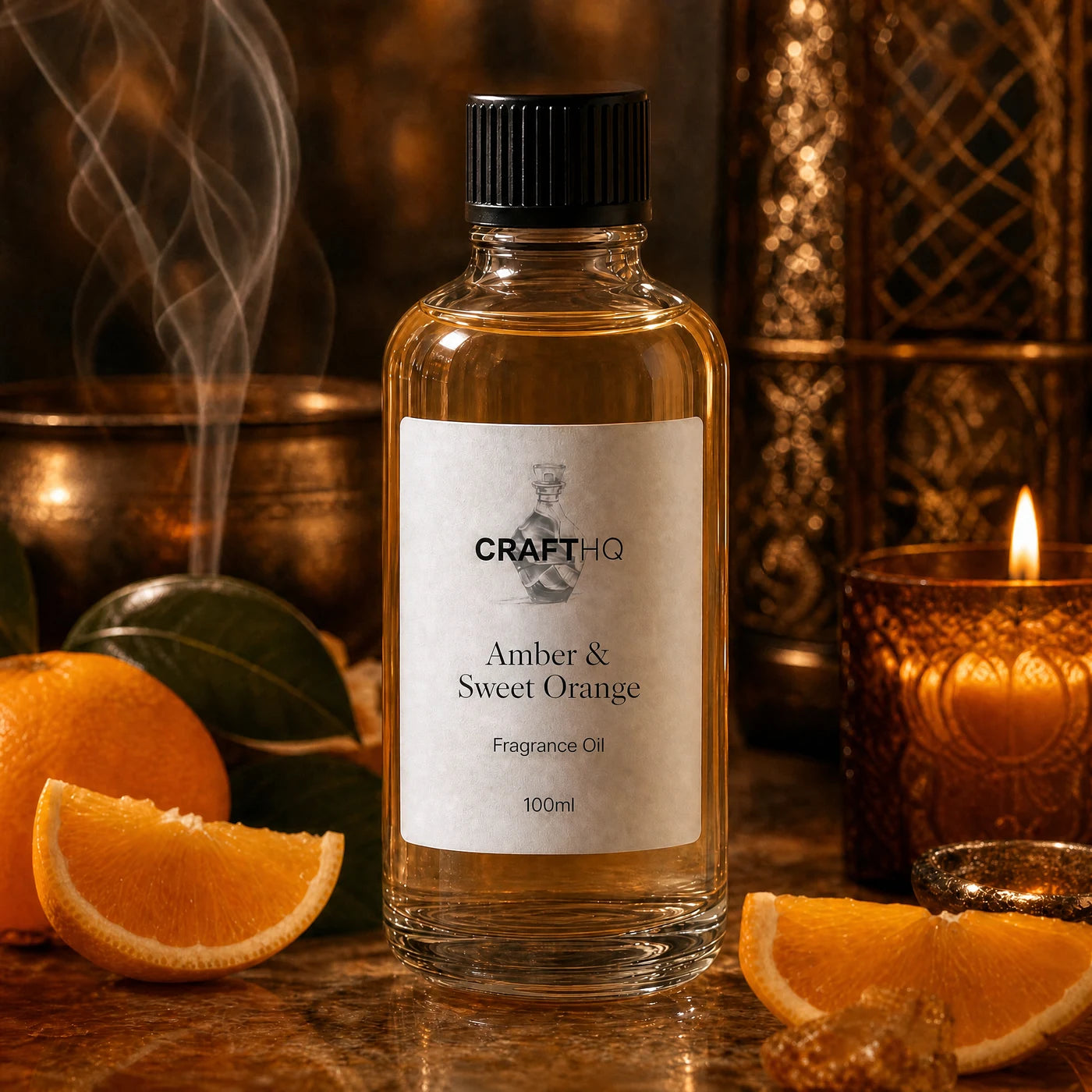 Amber & Sweet Orange fragrance oil 100ml bottle