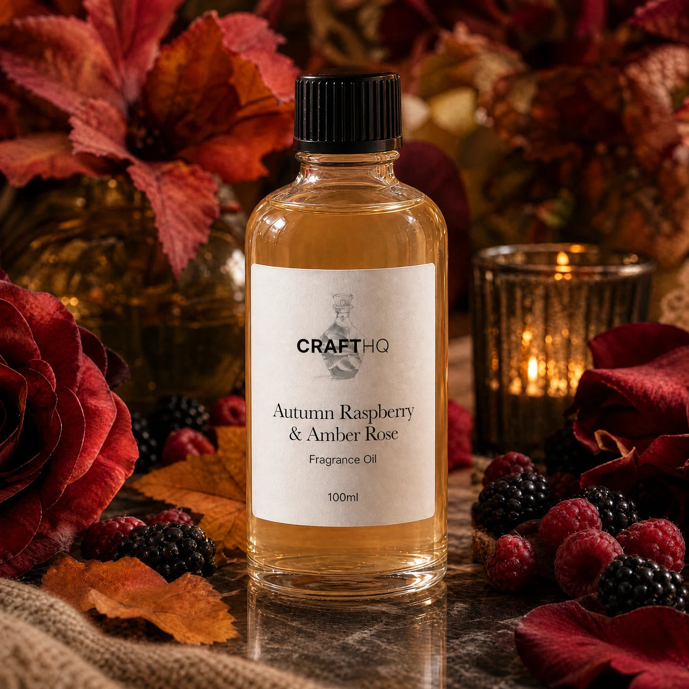 Autumn Raspberry & Amber Rose fragrance oil 100ml bottle