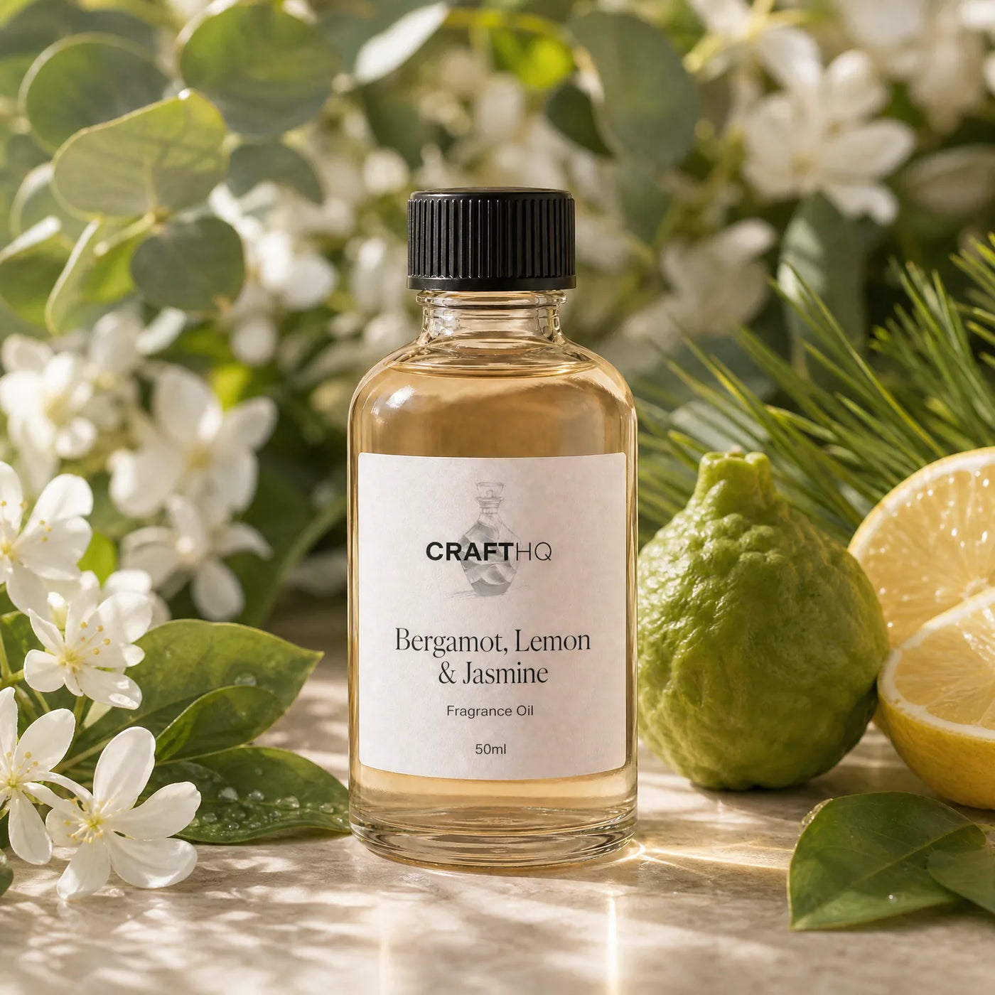 Bergamot, Lemon & Jasmine fragrance oil bottle