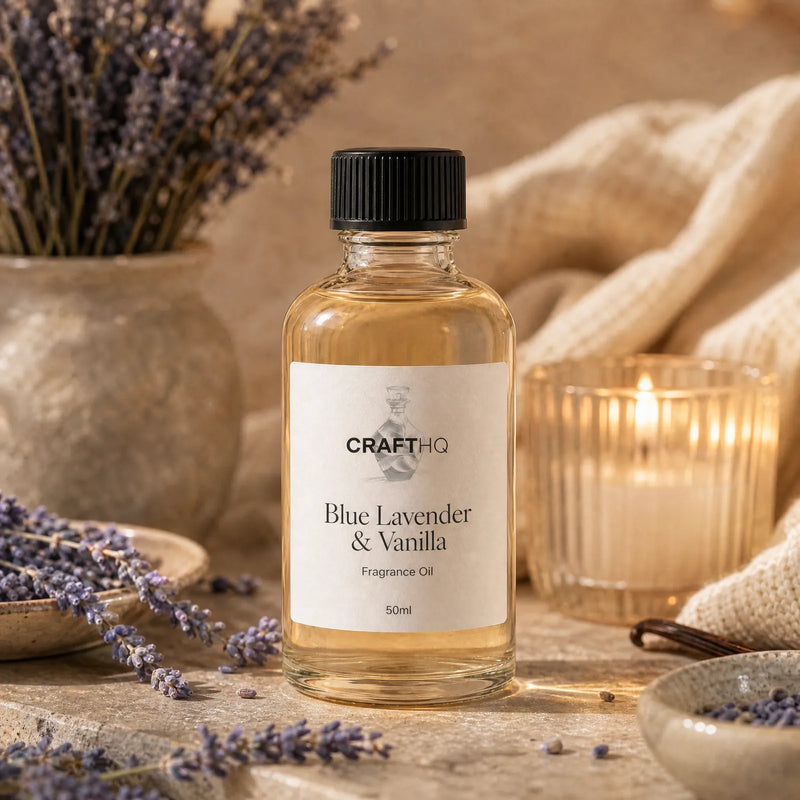Blue Lavender & Vanilla fragrance oil bottle