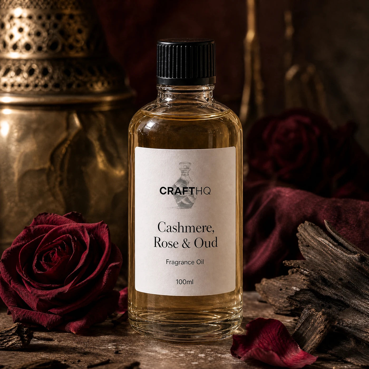 Cashmere, Rose & Oud fragrance oil 100ml bottle