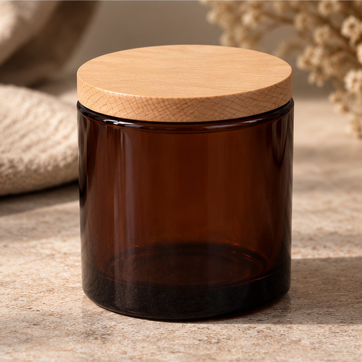 Wooden Lid (Amber Glass Jar)