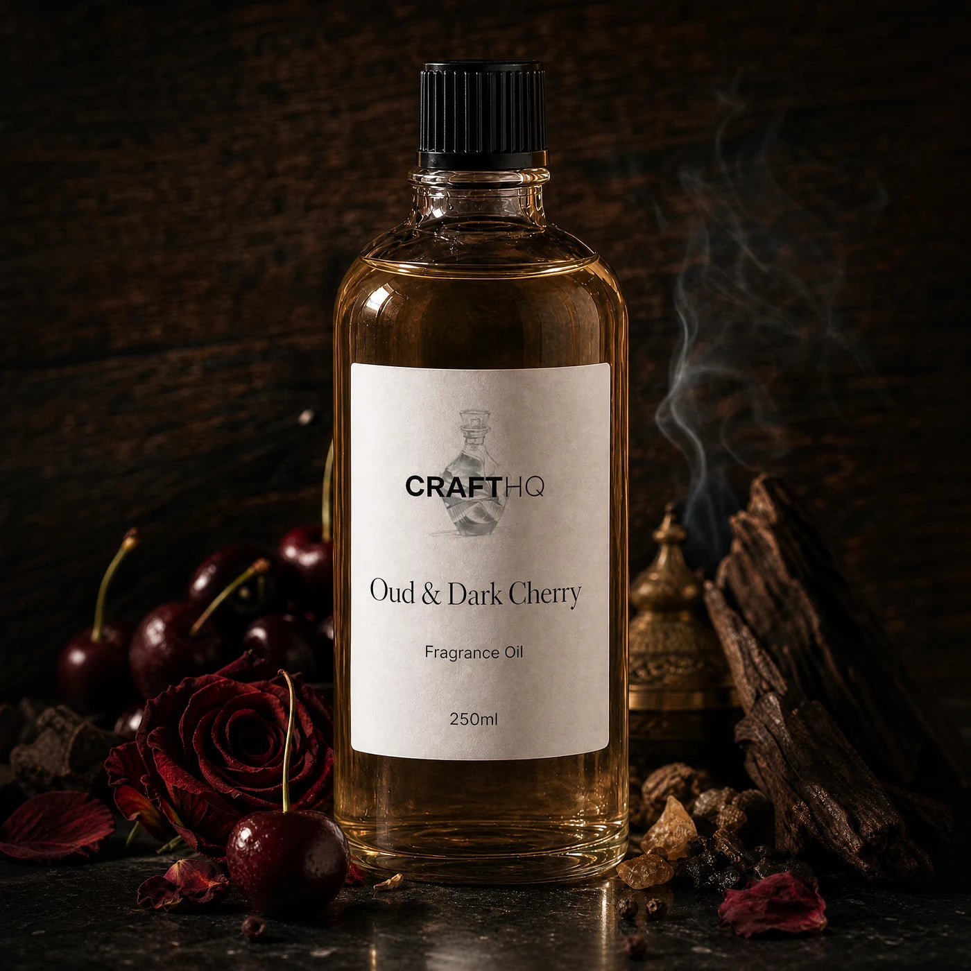 Oud & Dark Cherry fragrance oil 250ml bottle