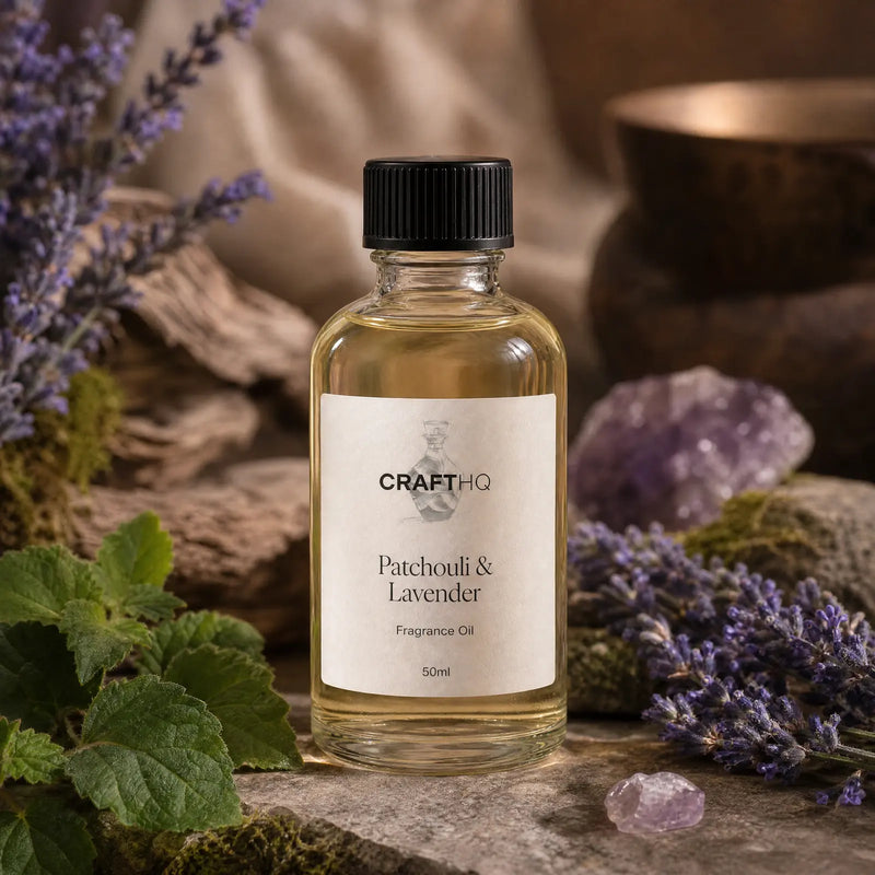 Patchouli & Lavender fragrance oil bottle