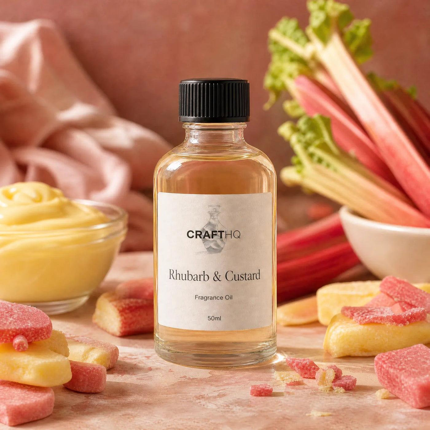 Rhubarb & Custard fragrance oil bottle