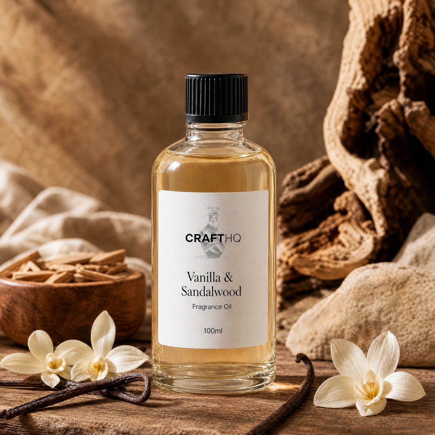 Vanilla & Sandalwood fragrance oil 100ml bottle