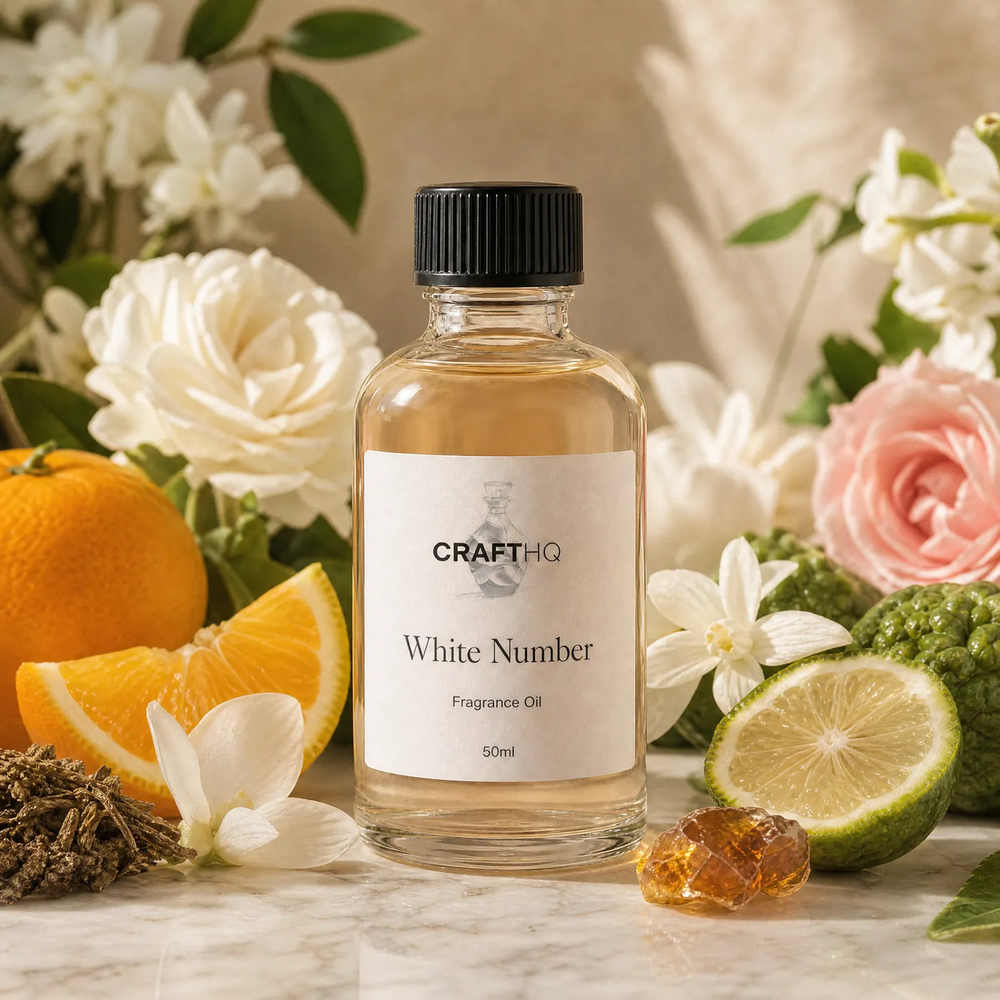 White Number fragrance oil bottle