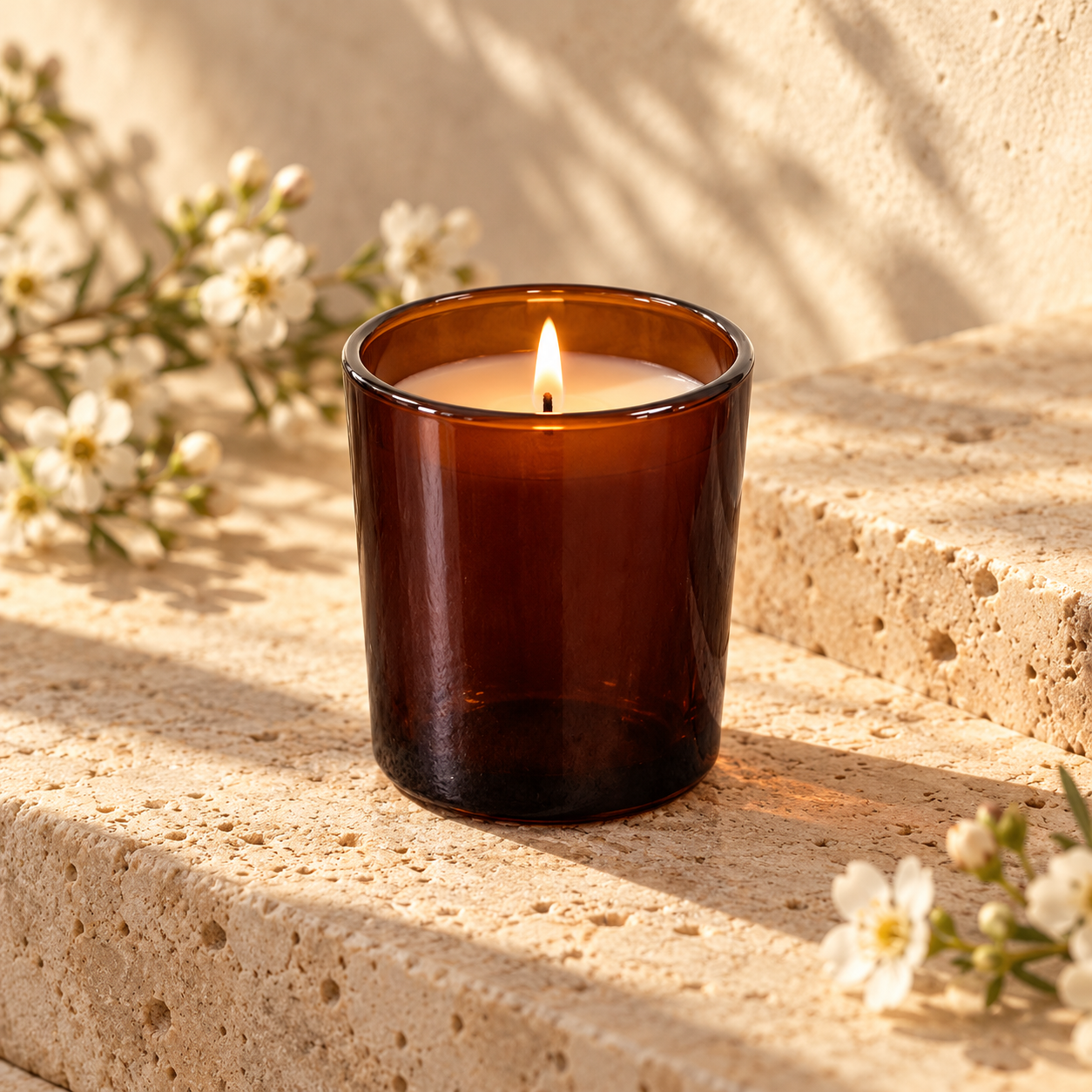 Amber Glass Votive Jar