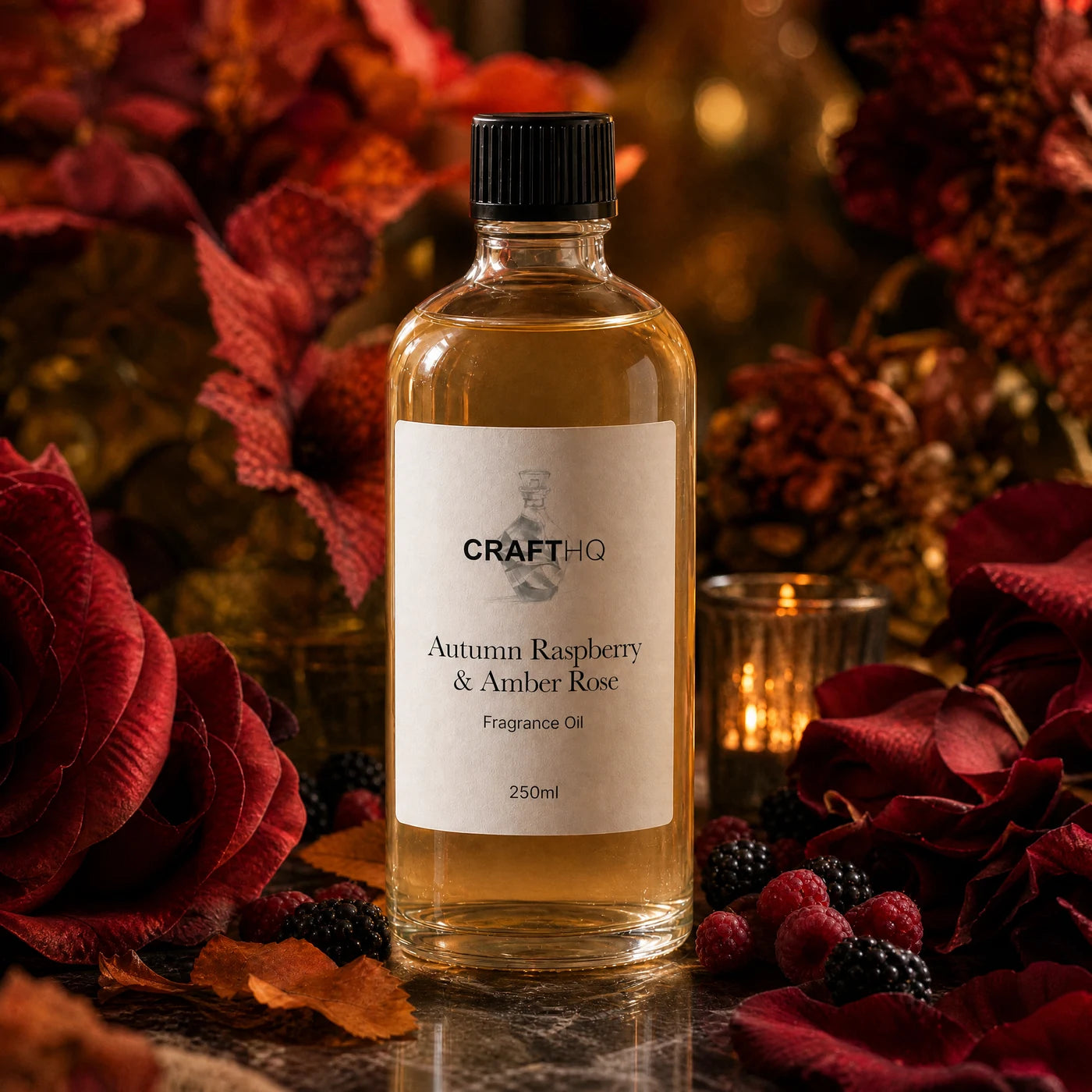 Autumn Raspberry & Amber Rose fragrance oil 250ml bottle