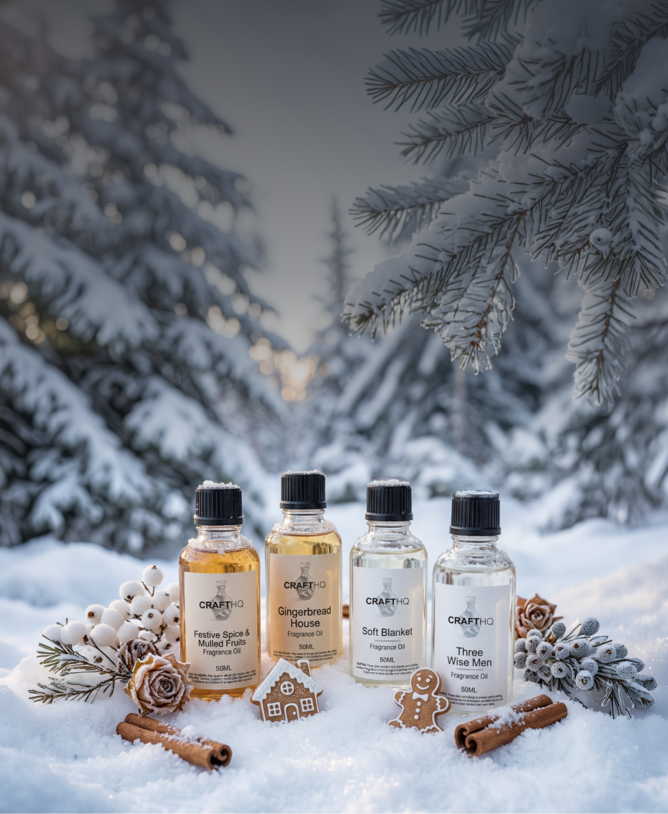 Winter fragrance oils in the snow