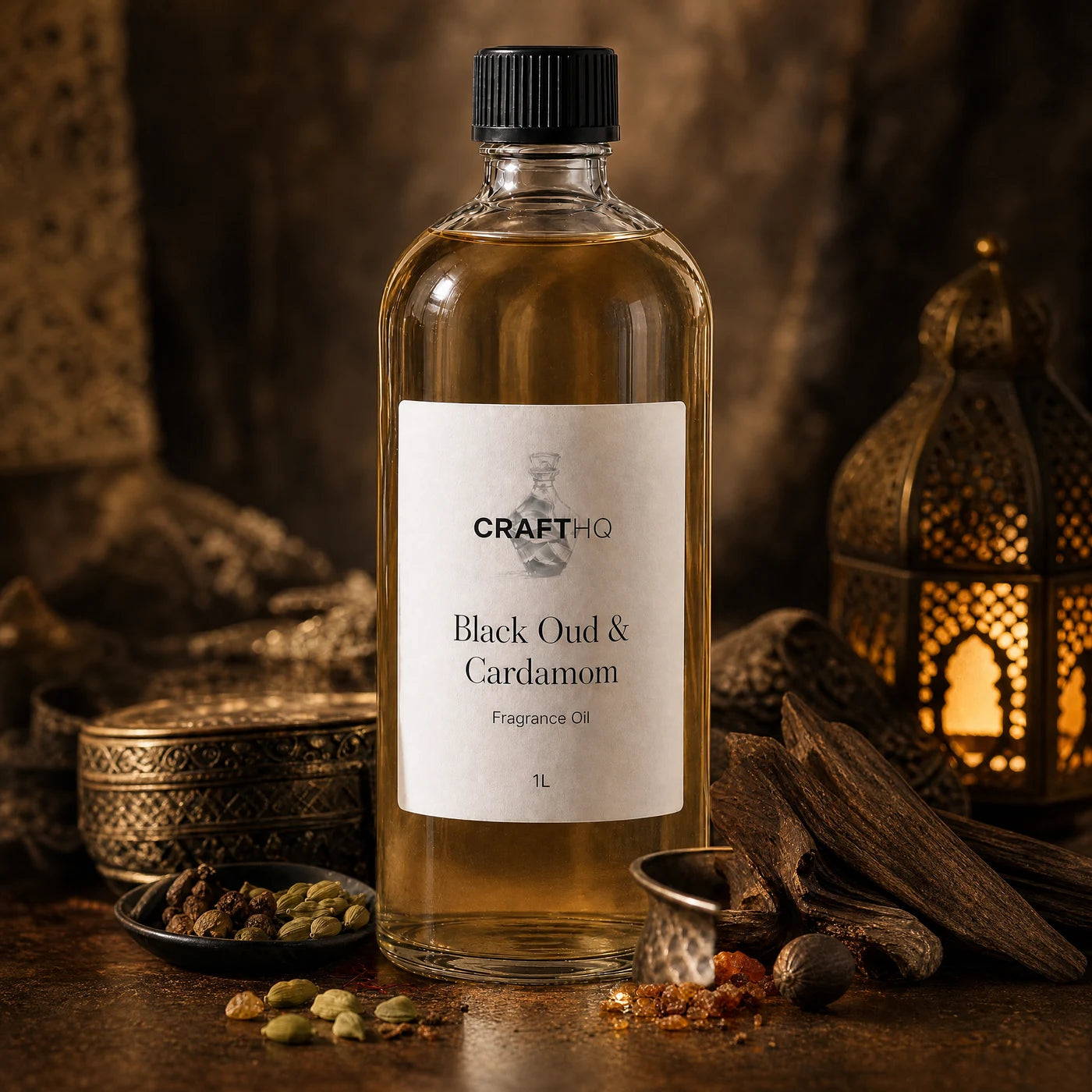 Black Oud & Cardamom fragrance oil 1L bottle