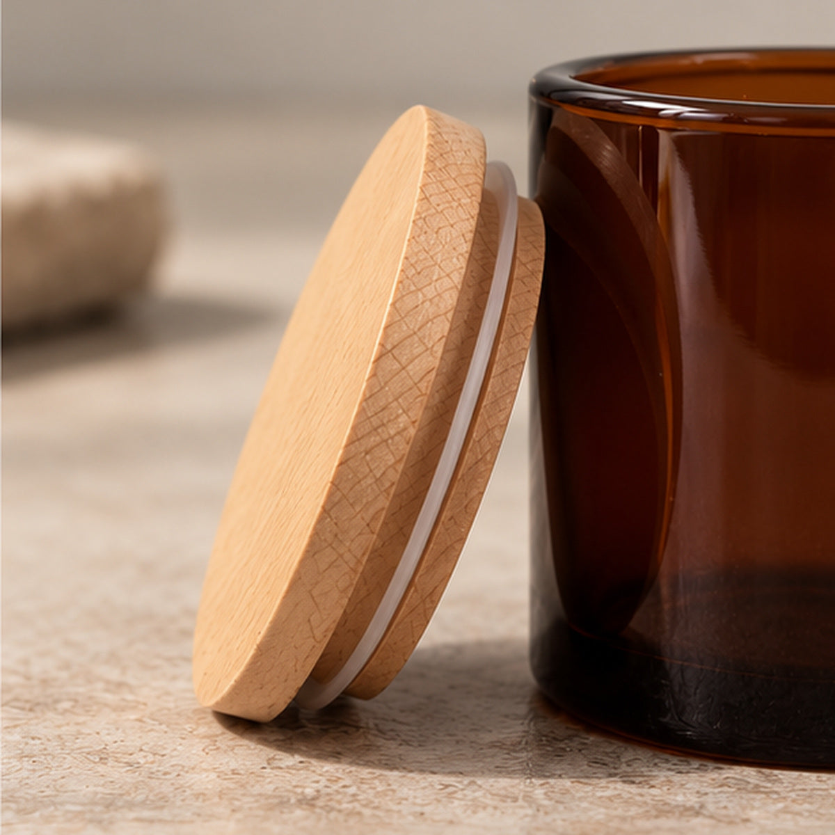 Wooden Lid (Amber Glass Jar)