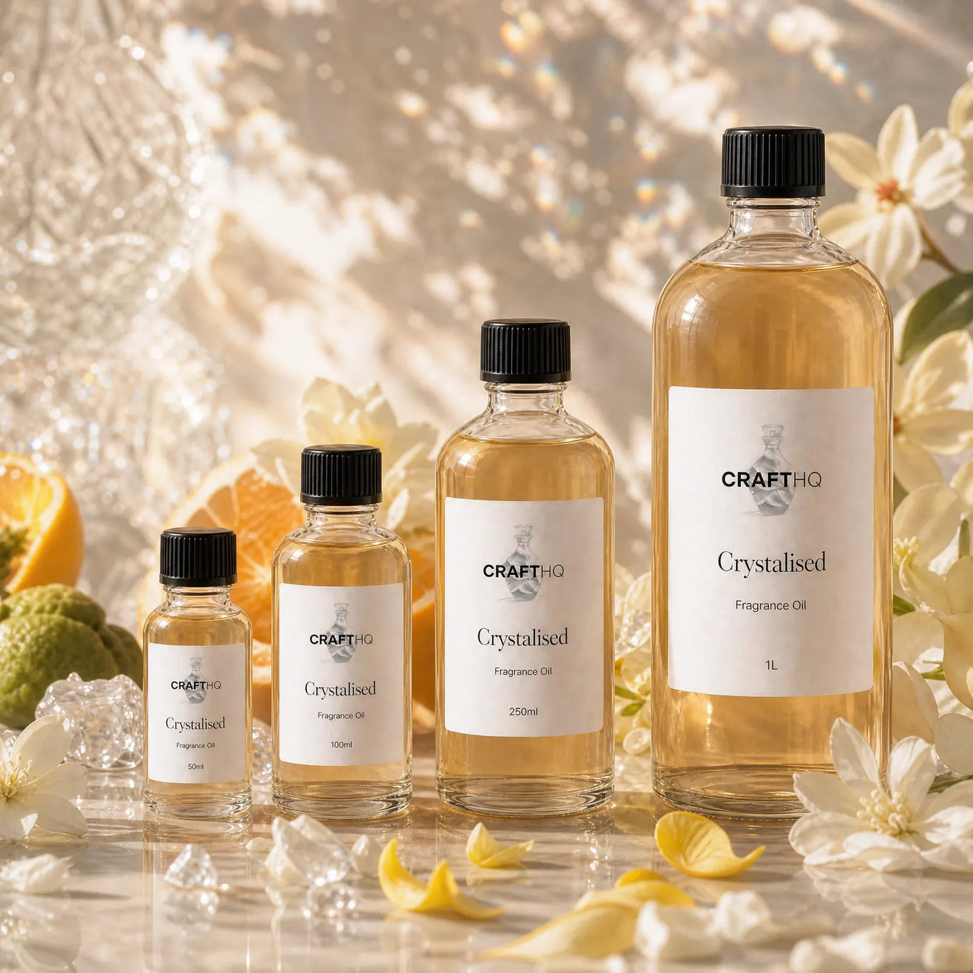 Crystalised fragrance oil in every size