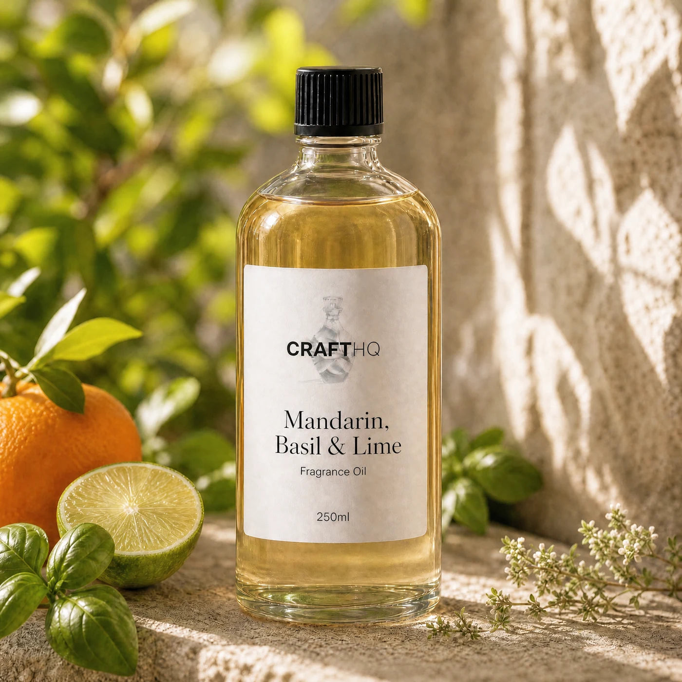Mandarin, Basil & Lime fragrance oil 250ml bottle