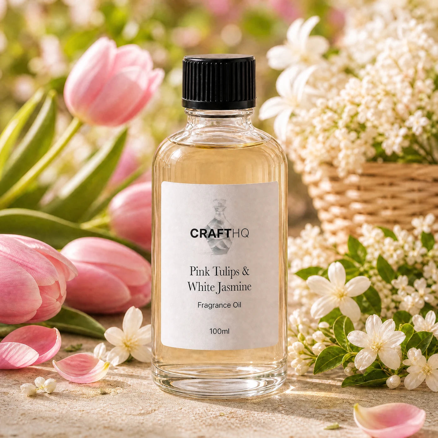 Pink Tulips & White Jasmine fragrance oil 100ml bottle