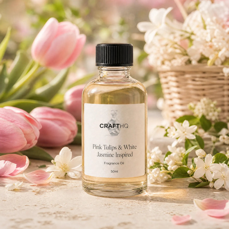 Pink Tulips & White Jasmine Inspired fragrance oil bottle
