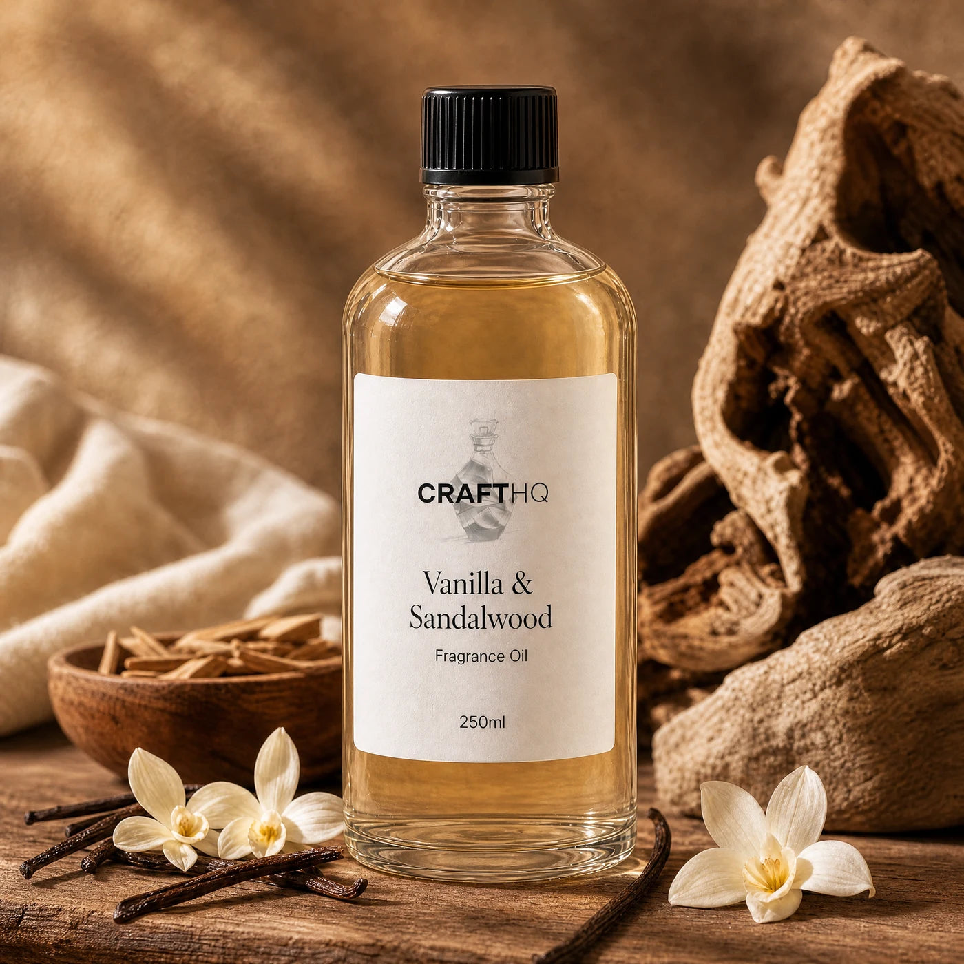 Vanilla & Sandalwood fragrance oil 250ml bottle