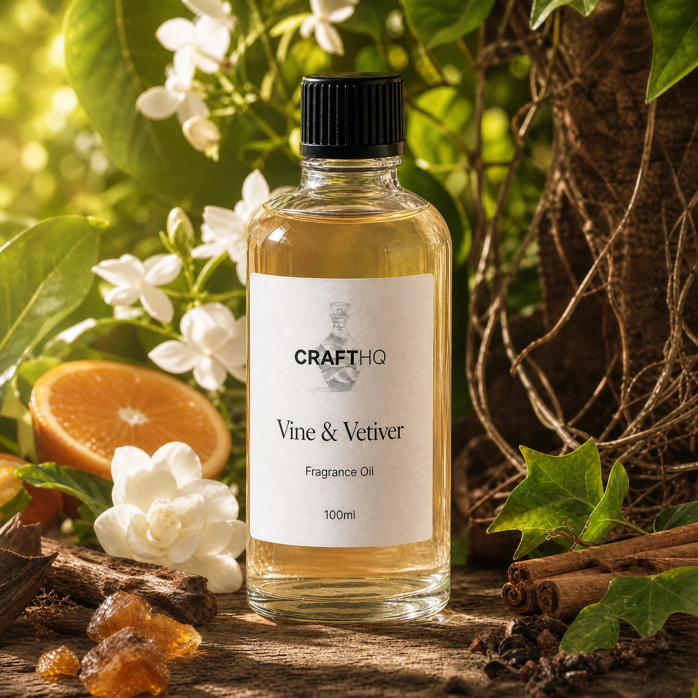 Vine & Vetiver fragrance oil 100ml bottle