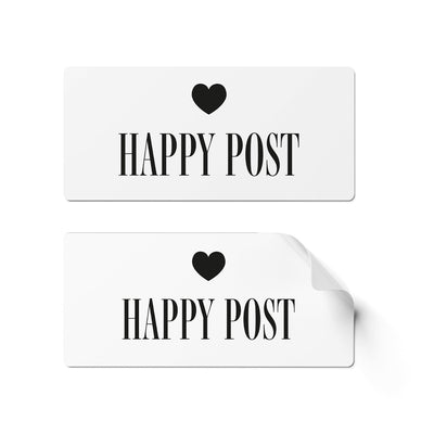 24 x Happy Post Stickers - Simple Black