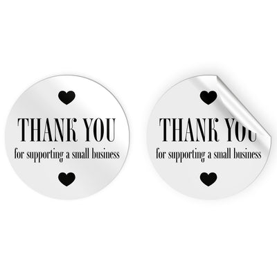 24 x Thank You for Supporting Stickers - Simple Black